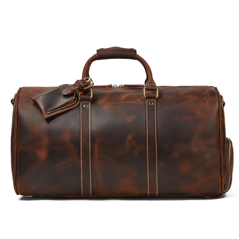 Retro Leather Travel Bag for Men - Crazy Horse Leather Luggage Bag - ArtOm_farm™ LEATHER