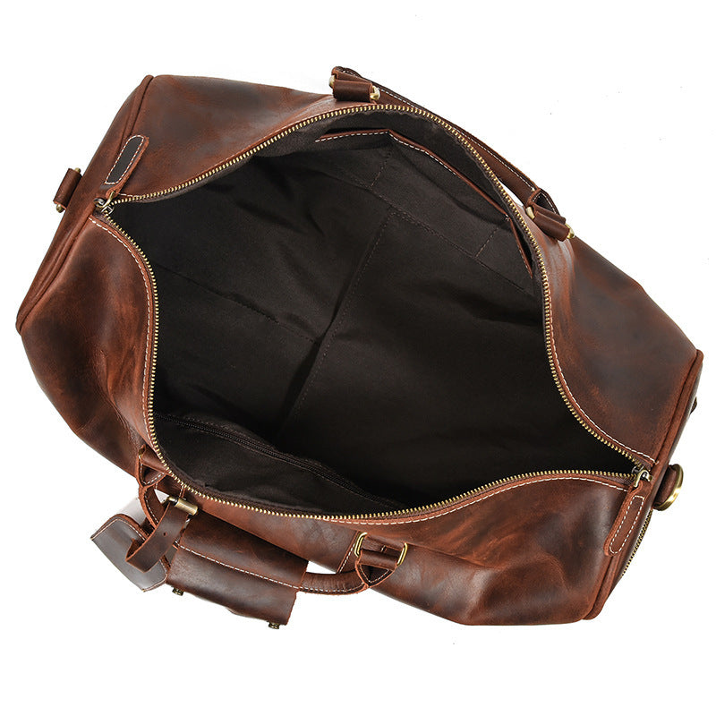 Retro Leather Travel Bag for Men - Crazy Horse Leather Luggage Bag - ArtOm_farm™ LEATHER