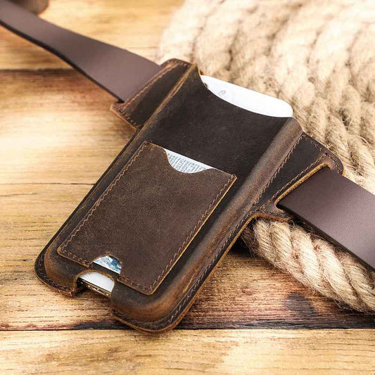 Leather Phone Case Belt Made of Crazy Horse Leather for Ultimate Convenience - ArtOm_farm™ LEATHER