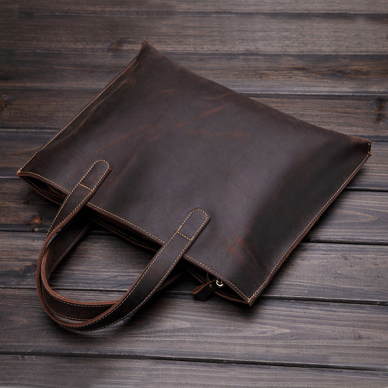 Crazy Horse Leather Briefcase - Cowhide Messenger Bag for Business - ArtOm_farm™ LEATHER