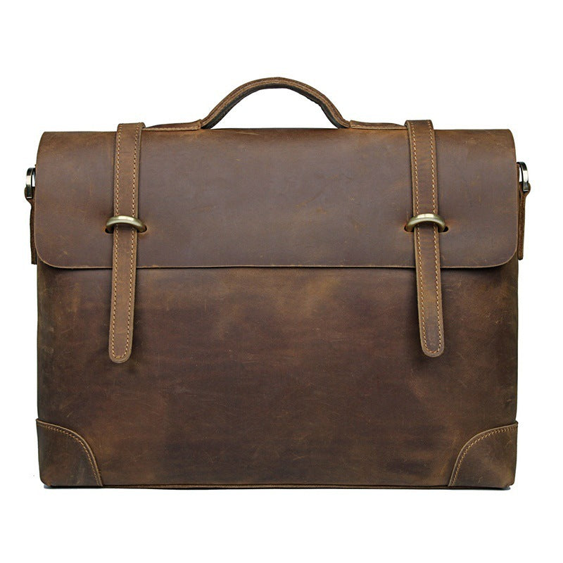Crazy Horse Leather Large-Capacity Laptop Bag for Professionals - ArtOm_farm™ LEATHER