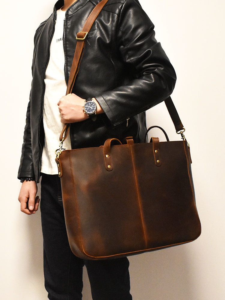 Vintage Leather Handbag - Large Capacity Crazy Horse Leather Handbag - ArtOm_farm™ LEATHER