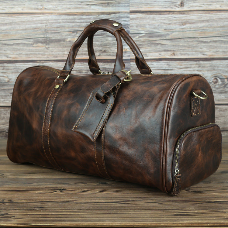 Men's Vintage Leather Travel Bag - Large Capacity Crazy Horse Leather Travel Bag - ArtOm_farm™ LEATHER