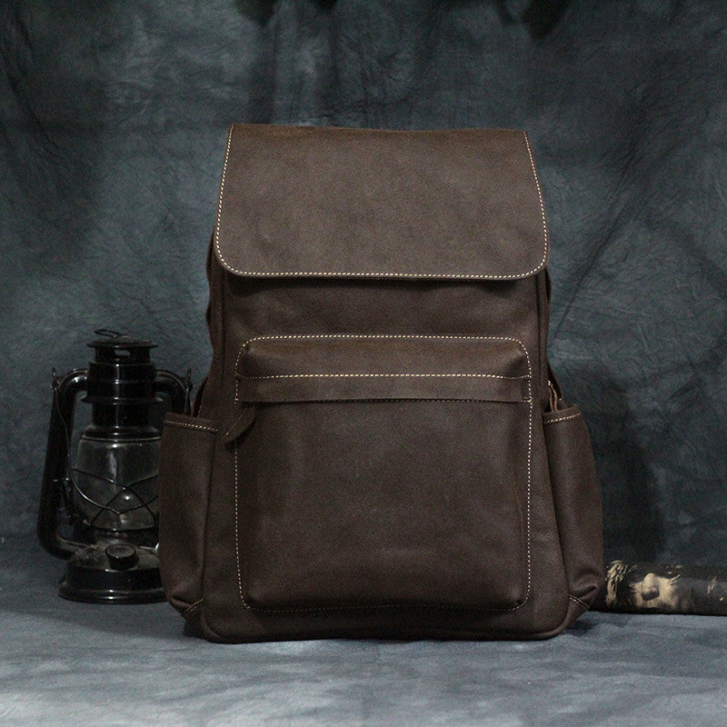 Crazy Horse Men's Leather Backpack - Korean Style Retro Design - ArtOm_farm™ LEATHER