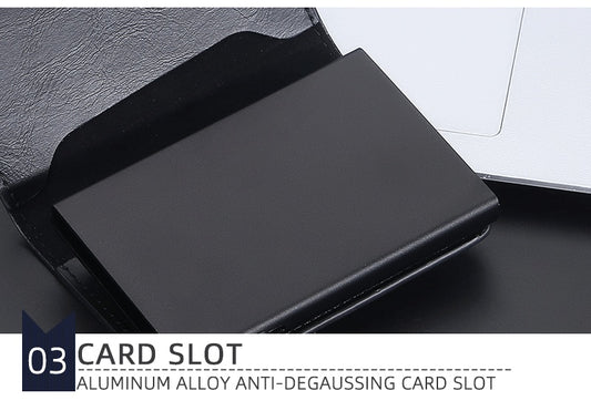 Crazy Horse Leather Card Clamp for Men - Anti-Degaussing Protection - ArtOm_farm™ LEATHER