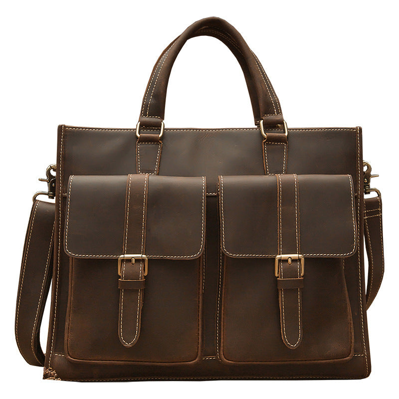 Handmade Leather Briefcase for Men – Vintage Design - ArtOm_farm™ LEATHER