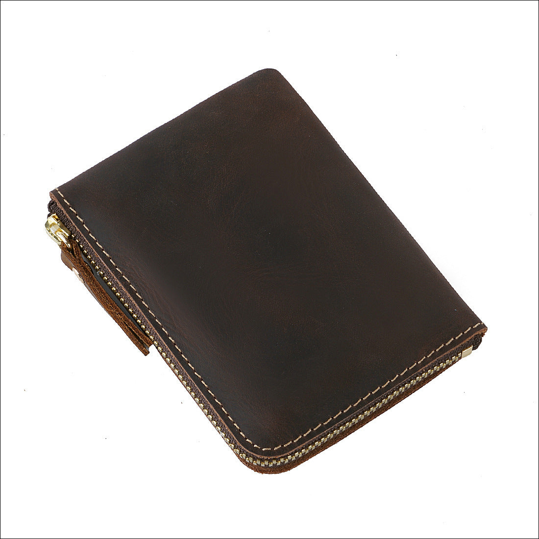 Handmade Vintage Leather Zipper Wallet - Crazy Horse Style - ArtOm_farm™ LEATHER