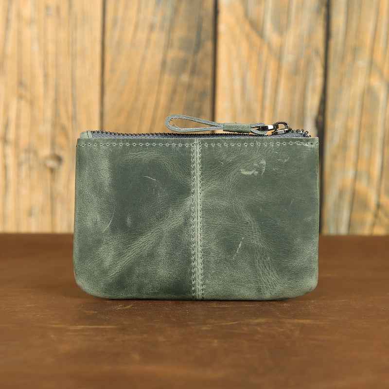 Men's Retro Leather Coin Purse in Crazy Horse Leather