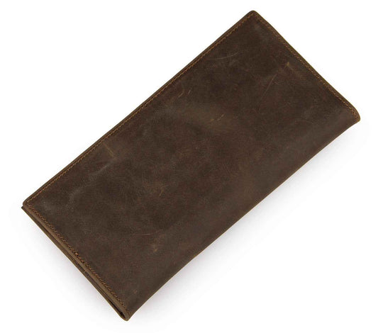 Vintage Crazy Horse Leather Wallet - Classic Long Wallet Design