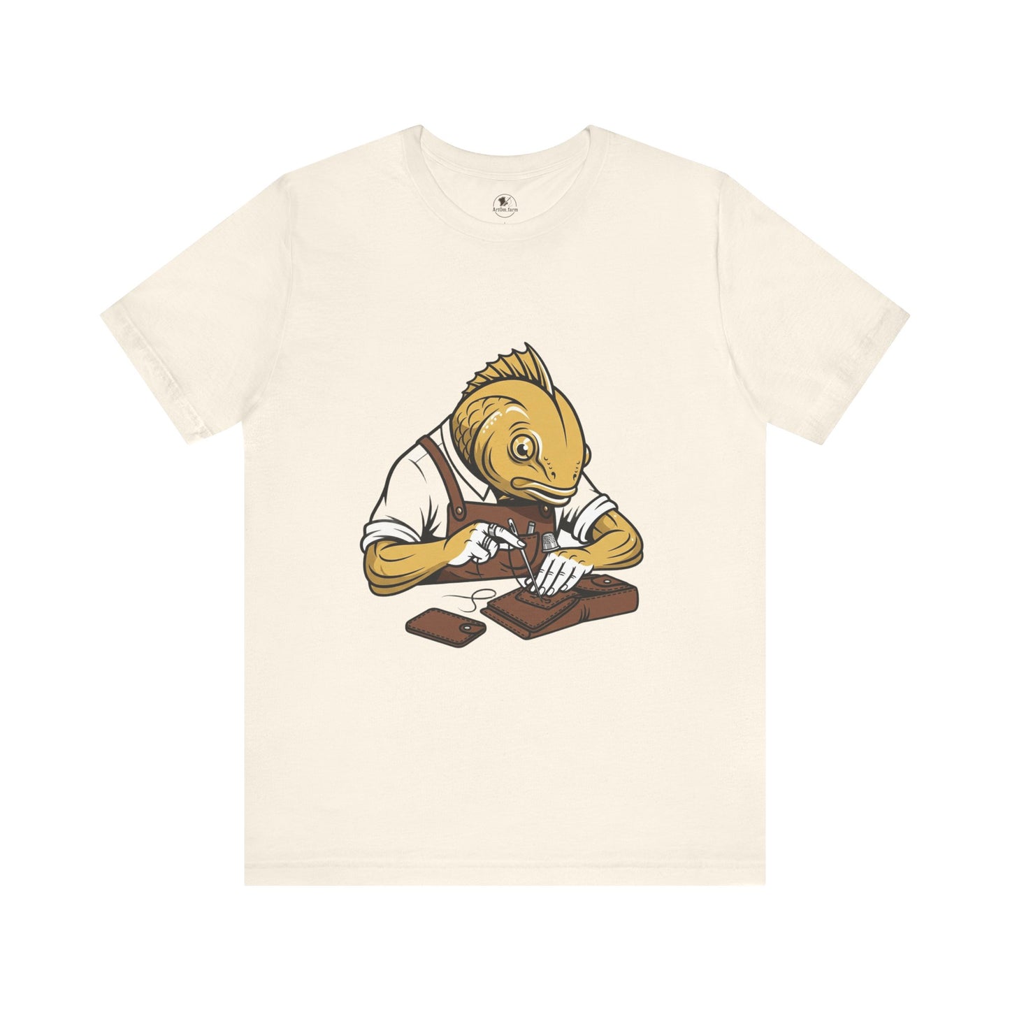 Creative Fish Artist Tee - Unique Graphic Tee for Art Lovers, Eco-Friendly Casual Wear - ArtOm_farm™ LEATHER
