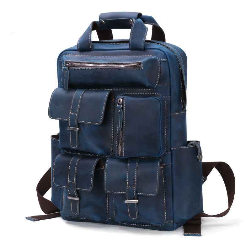 Crazy Horse Leather Messenger Bag for Men - Retro Shoulder Design