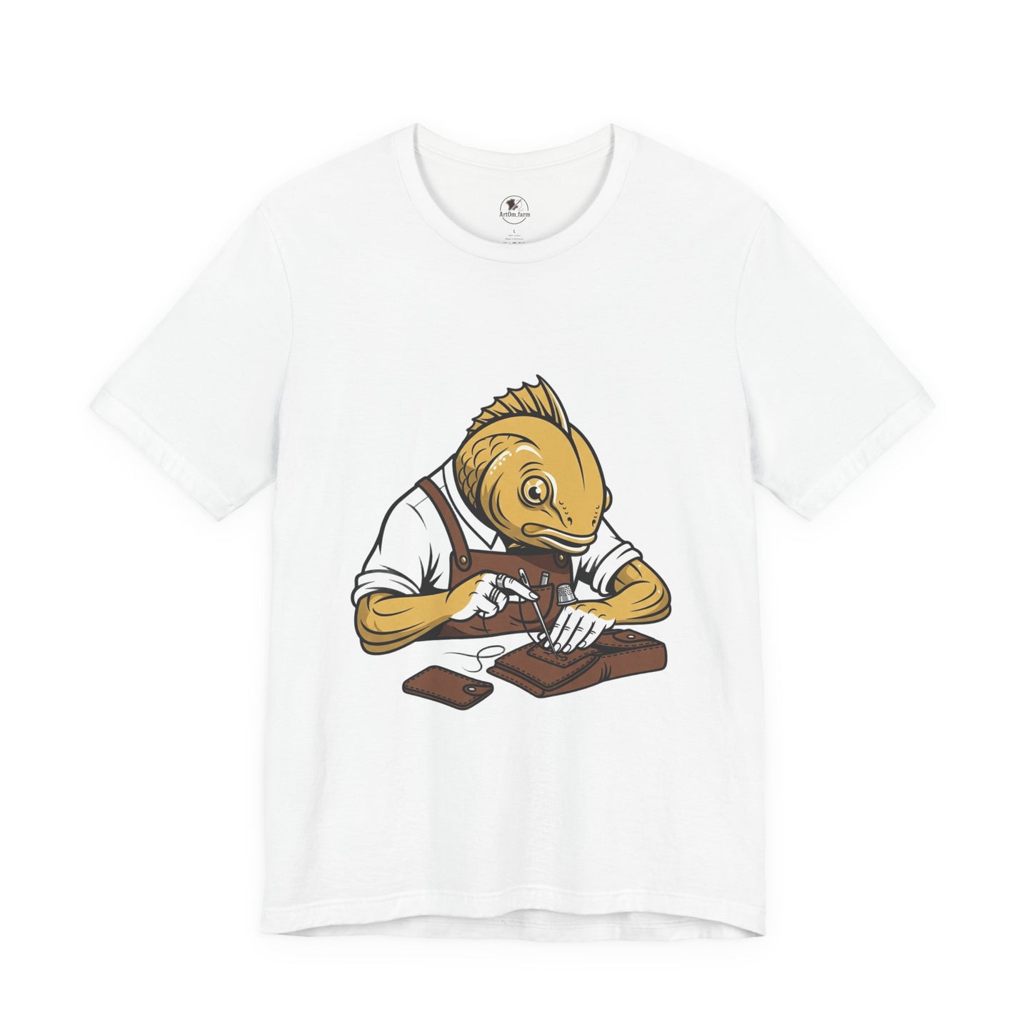 Creative Fish Artist Tee - Unique Graphic Tee for Art Lovers, Eco-Friendly Casual Wear - ArtOm_farm™ LEATHER