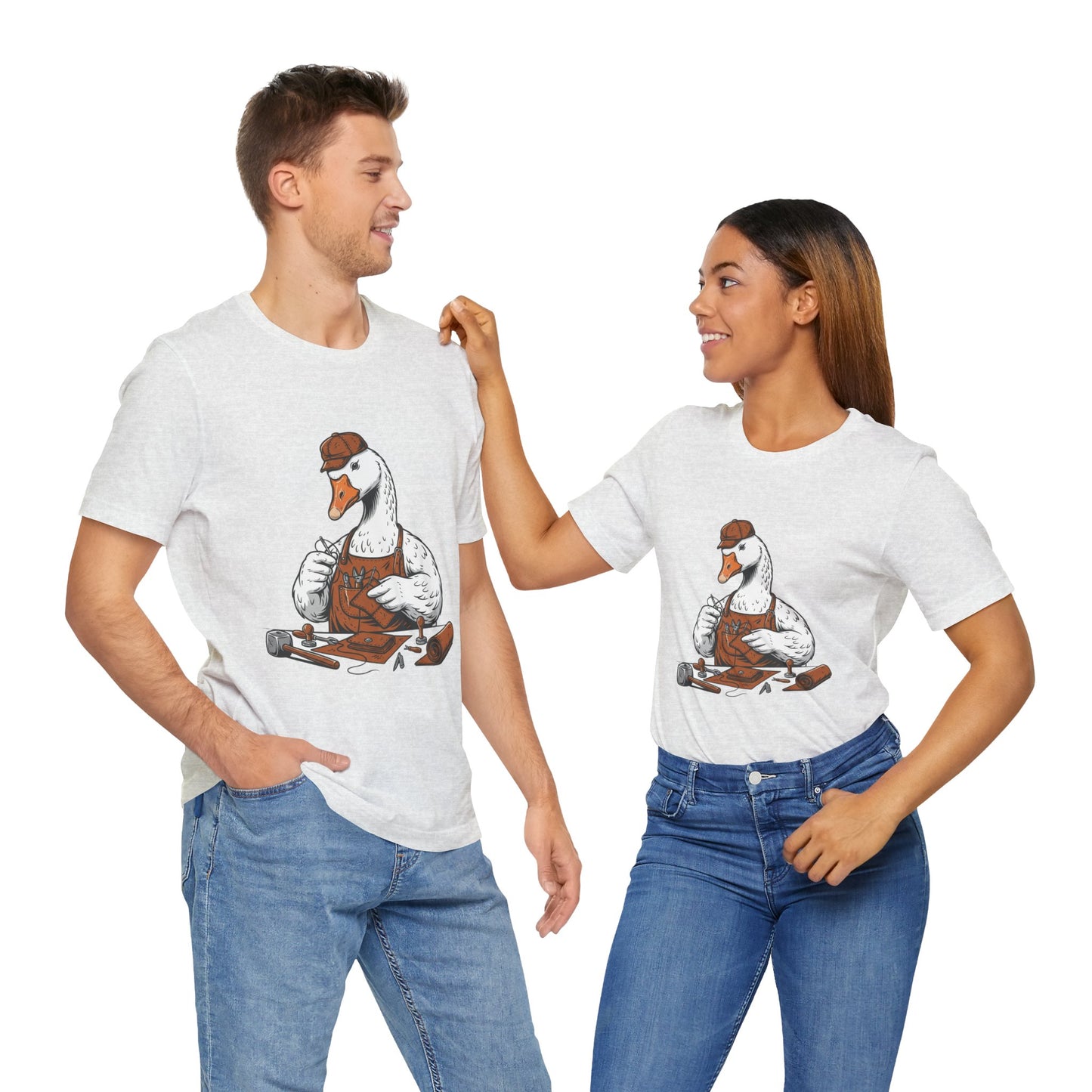 Creative Duck Artisan Tee - Unisex Graphic T-Shirt, Unique Gift for Crafters, Fun Animal Shirt, Artisan Duck Tee - ArtOm_farm™ LEATHER