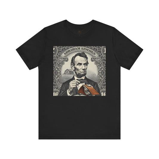 Abraham Lincoln T-Shirt - Vintage Graphic Unisex Tee for History Lovers, Educational Casual Wear, Patriotic Gift - ArtOm_farm™ LEATHER