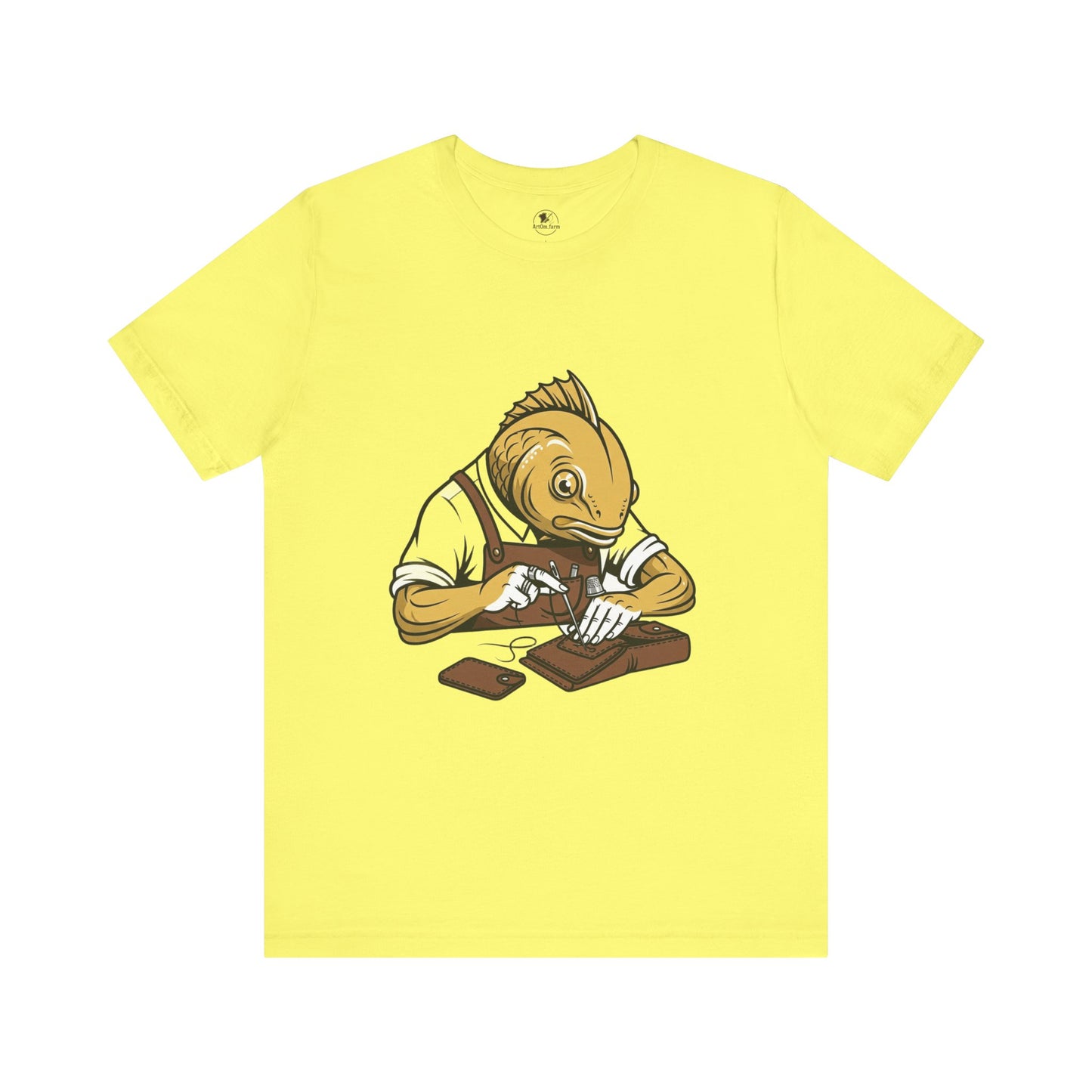 Creative Fish Artist Tee - Unique Graphic Tee for Art Lovers, Eco-Friendly Casual Wear - ArtOm_farm™ LEATHER