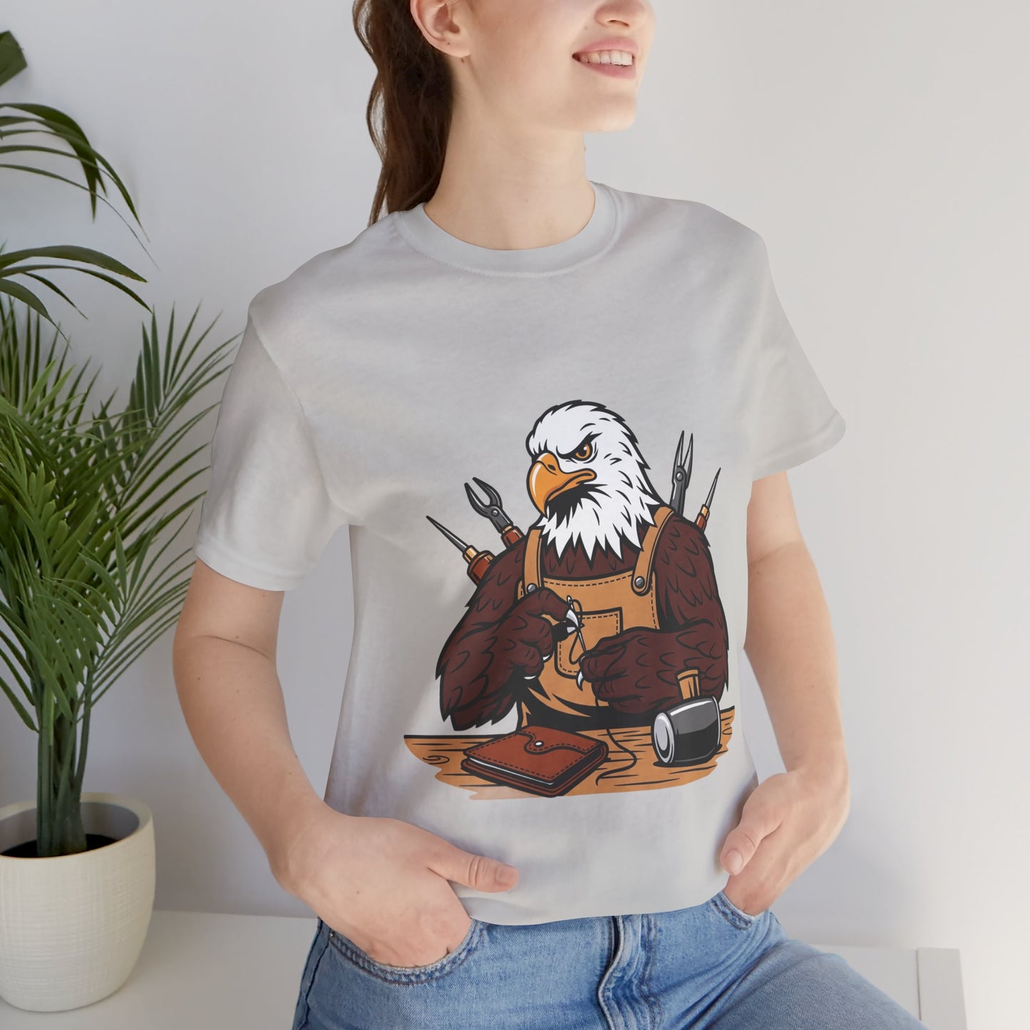 Crafty Eagle DIY Shirt - Unisex Tee for Crafters, Eagle Graphic Design, Gift for Men and Women - ArtOm_farm™ LEATHER