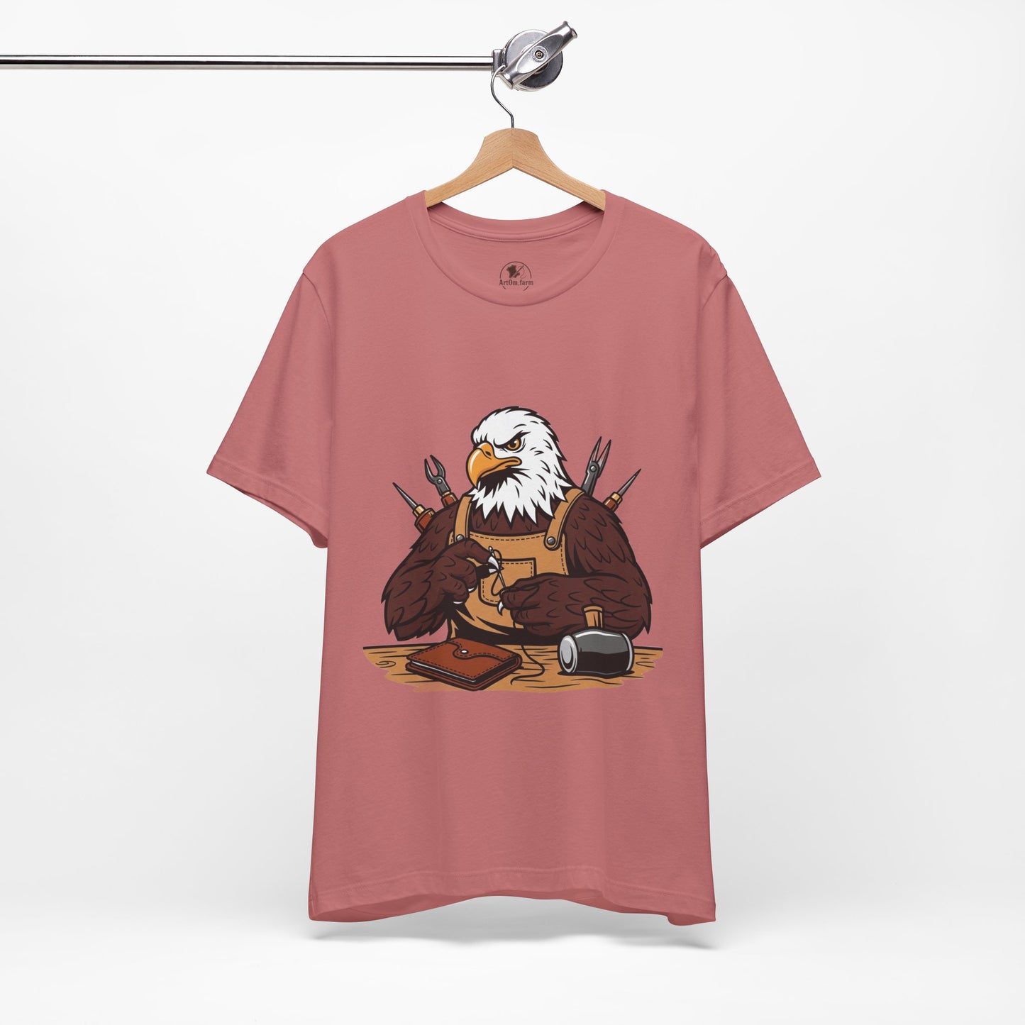Crafty Eagle DIY Shirt - Unisex Tee for Crafters, Eagle Graphic Design, Gift for Men and Women - ArtOm_farm™ LEATHER