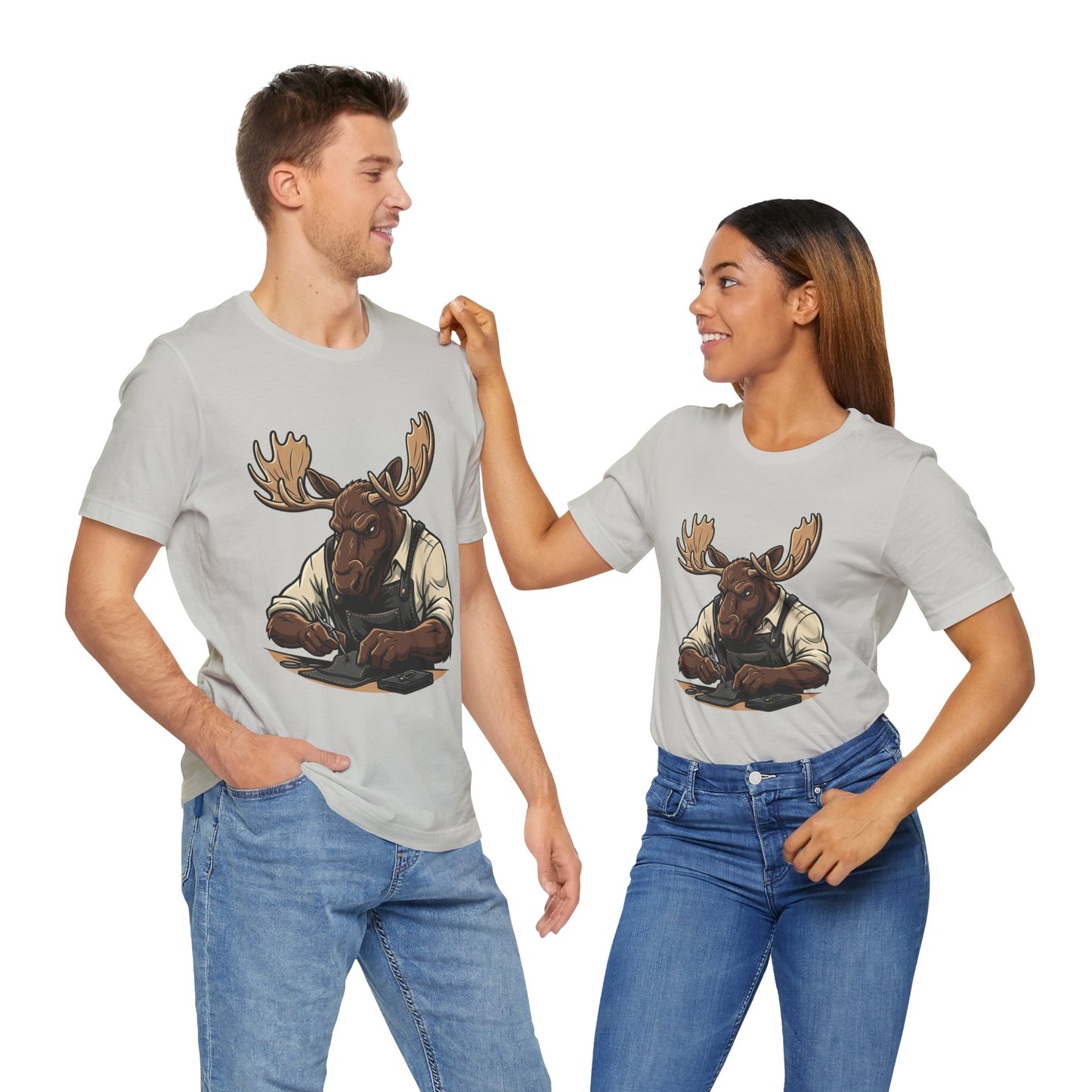 Moose Graphic Tee - Funny Animal Shirt for Nature Lovers, Unique Casual Outfit in Woodland Style