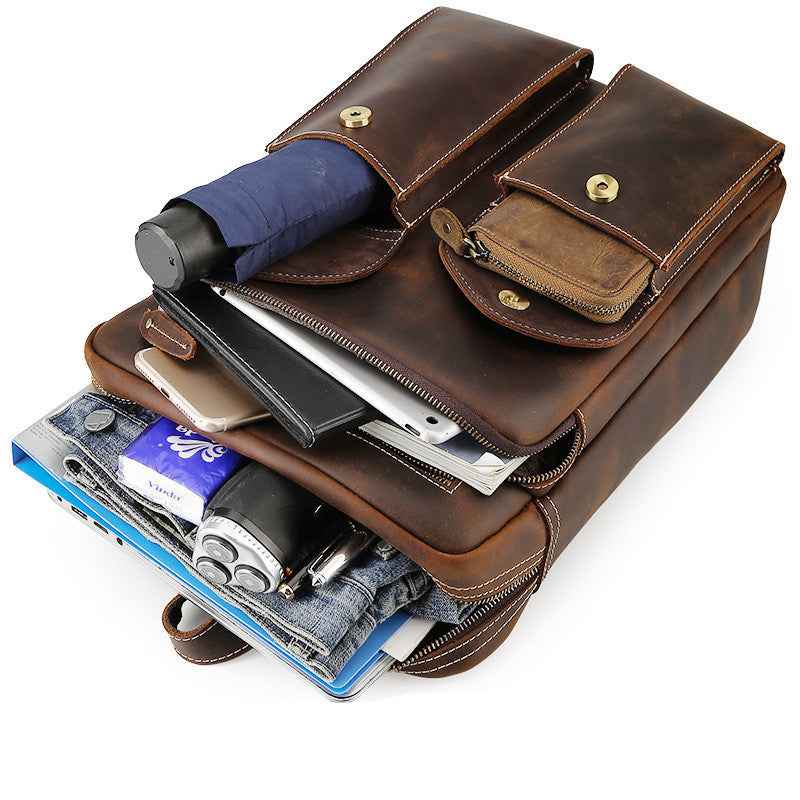 Crazy Horse Leather Backpack for Travel - Durable & Stylish Design - ArtOm_farm™ LEATHER