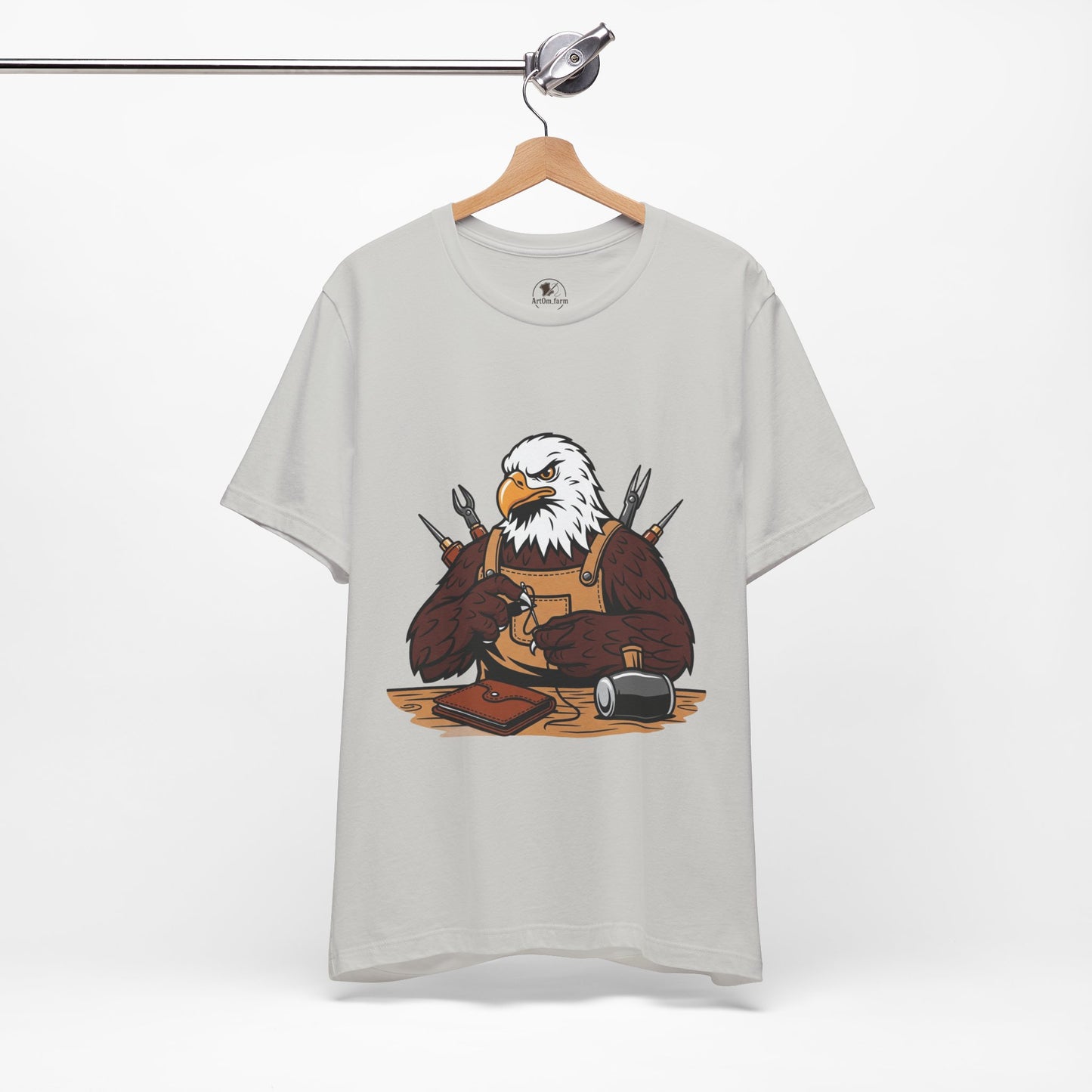 Crafty Eagle DIY Shirt - Unisex Tee for Crafters, Eagle Graphic Design, Gift for Men and Women - ArtOm_farm™ LEATHER