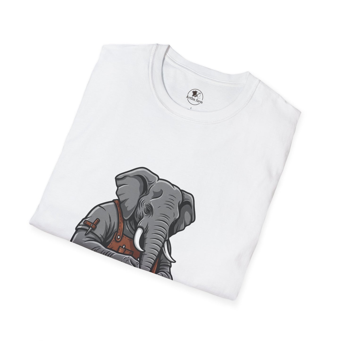 Elephant Craft T-Shirt - Unisex Softstyle Tee for Animal Lovers, Cute Casual Wear, Perfect Gift for Him/Her - ArtOm_farm™ LEATHER