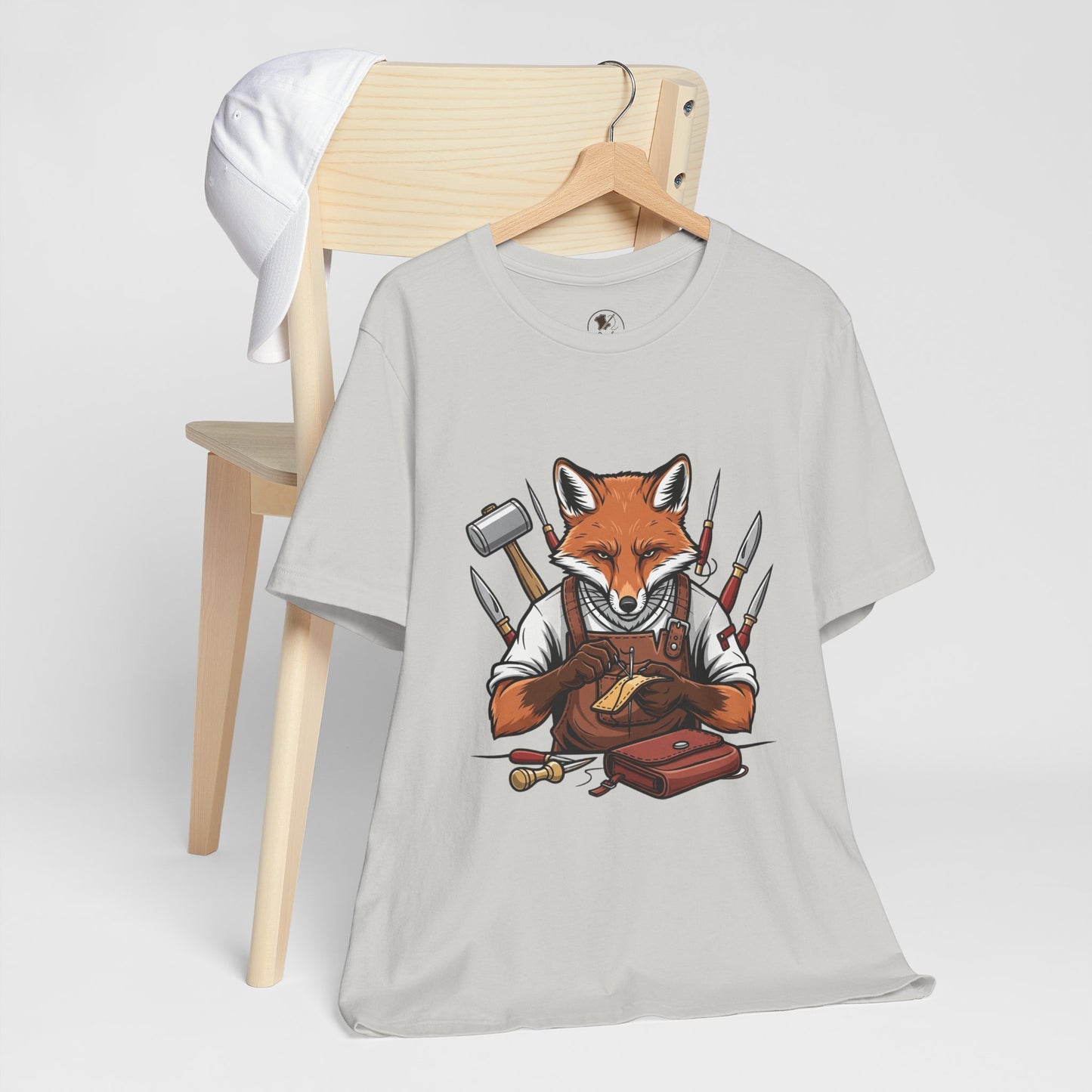 Crafty Fox T-Shirt - Funny Artisan Tee for Crafters, Perfect Gift for Art Lovers, Unique Handmade Vibes - ArtOm_farm™ LEATHER