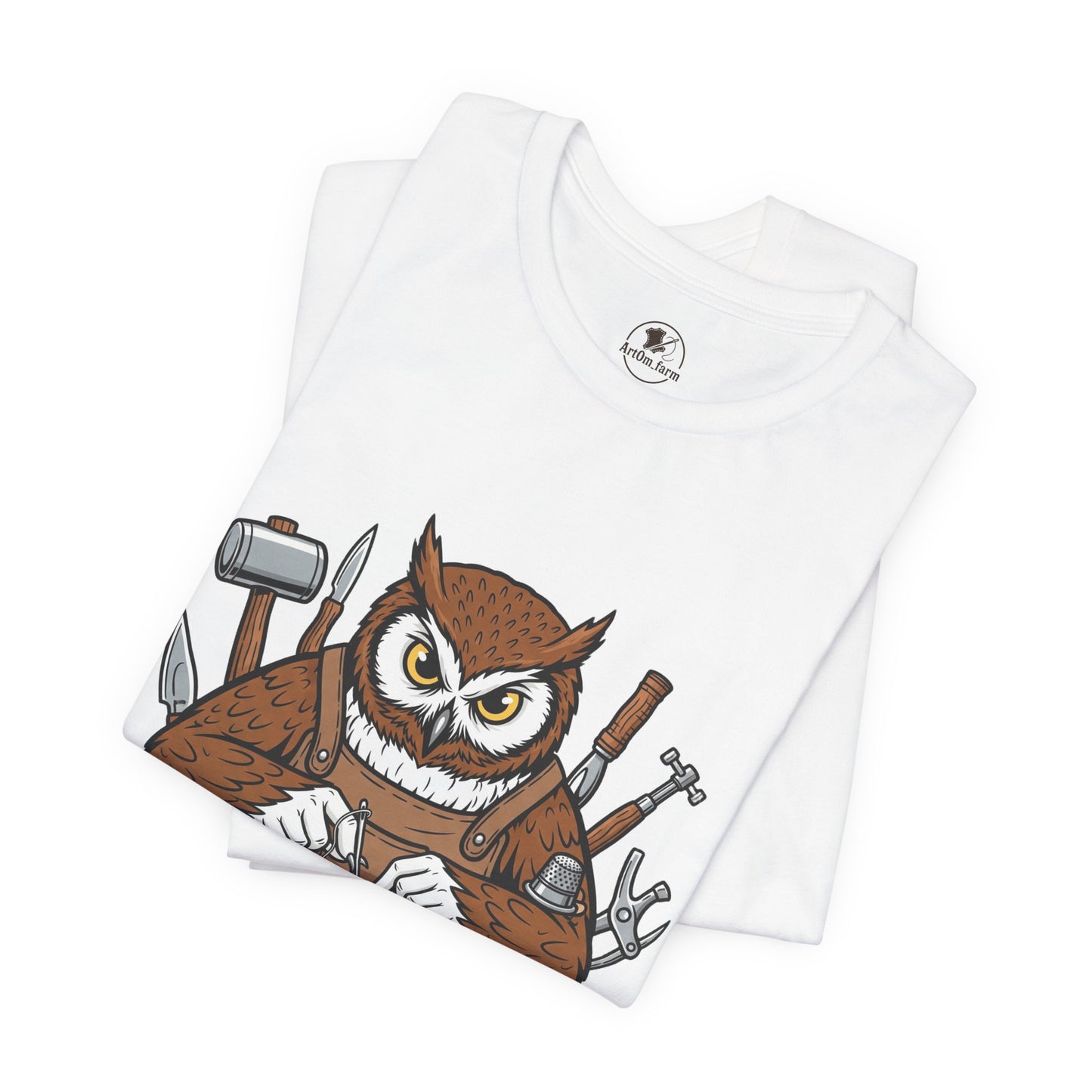 Owl Artisan Tee - Perfect Gift for Craft Lovers and Nature Enthusiasts, Handmade Casual Wear - ArtOm_farm™ LEATHER