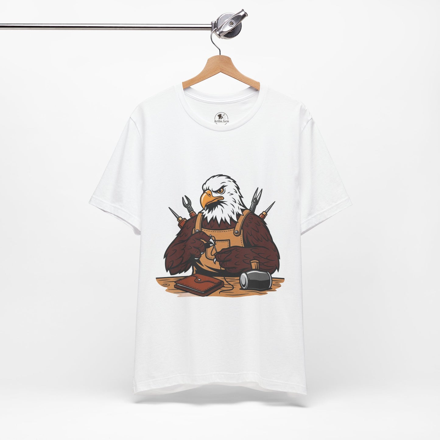 Crafty Eagle DIY Shirt - Unisex Tee for Crafters, Eagle Graphic Design, Gift for Men and Women - ArtOm_farm™ LEATHER