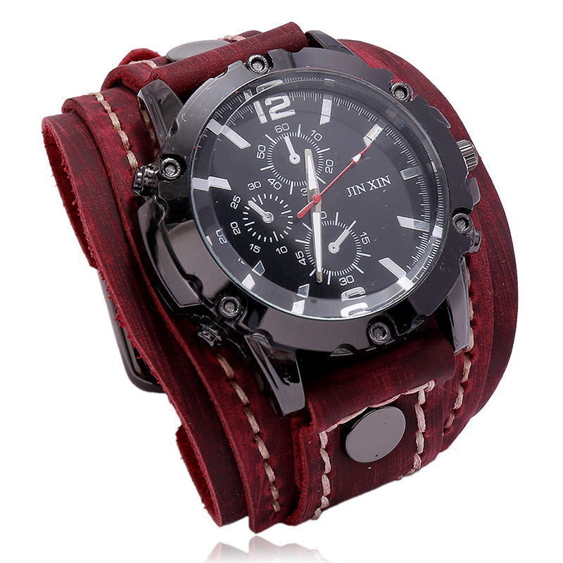 Vintage Hand Stitched Leather Watch - Timeless Craftsmanship in a Vintage Leather Watch - ArtOm_farm™ LEATHER