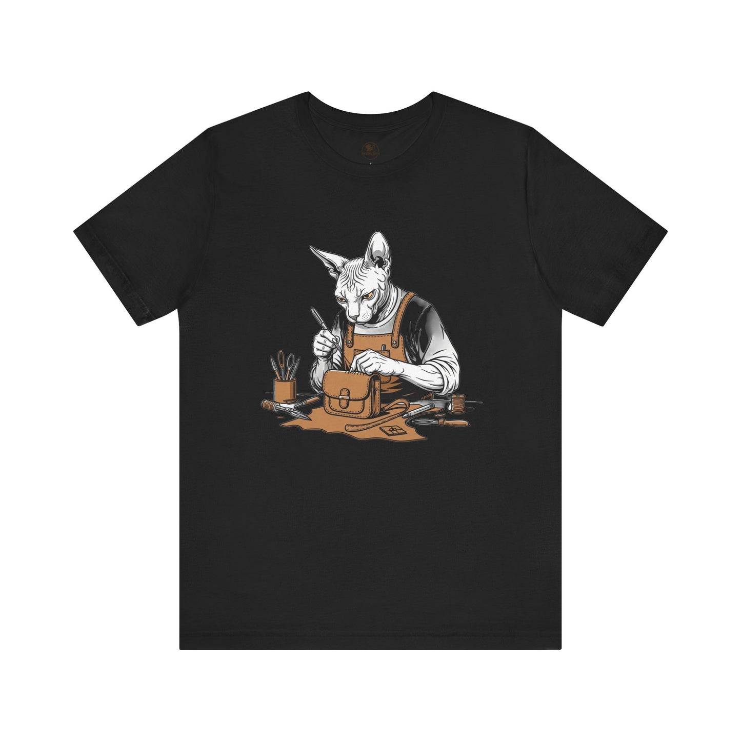 Creative Cat Shirt Unisex Tee, Cute Animal Shirt, Funny Gift for Pet Lovers, Perfect for Art Enthusiasts, Birthday, Casual Wear - ArtOm_farm™ LEATHER