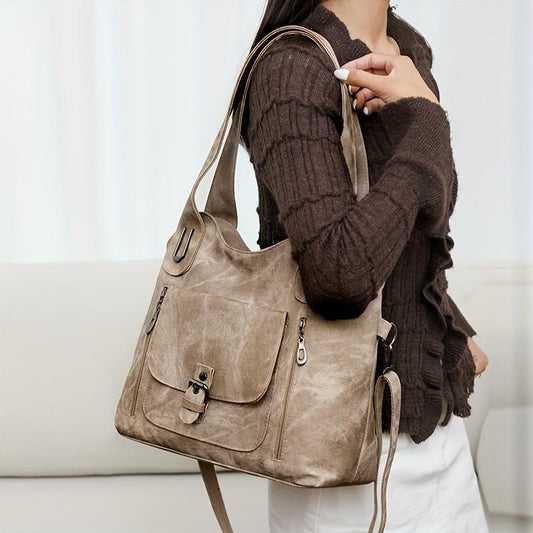 Soft Leather Handbag in Vintage Soft Synthetic Leather Design - ArtOm_farm™ LEATHER