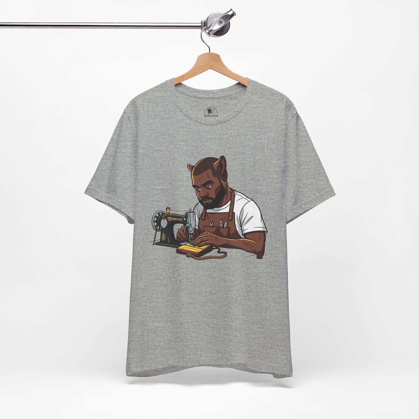 Crafty Cat Sewing T-Shirt, Funny Handmade Apparel for Cat Lovers and Creatives - ArtOm_farm™ LEATHER