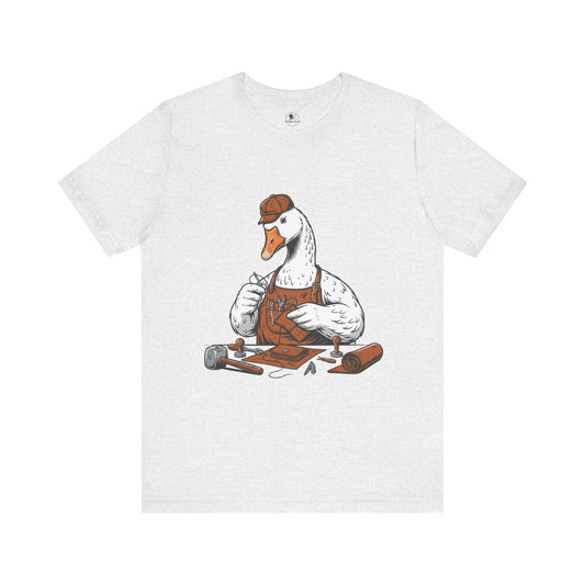 Creative Duck Artisan Tee - Unisex Graphic T-Shirt, Unique Gift for Crafters, Fun Animal Shirt, Artisan Duck Tee - ArtOm_farm™ LEATHER