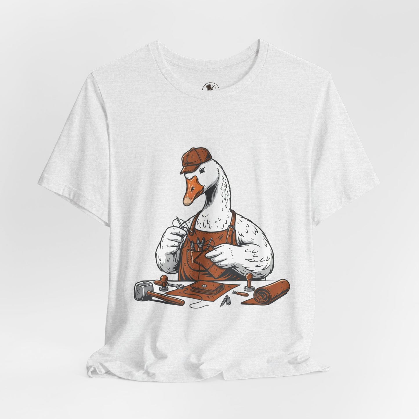 Creative Duck Artisan Tee - Unisex Graphic T-Shirt, Unique Gift for Crafters, Fun Animal Shirt, Artisan Duck Tee - ArtOm_farm™ LEATHER
