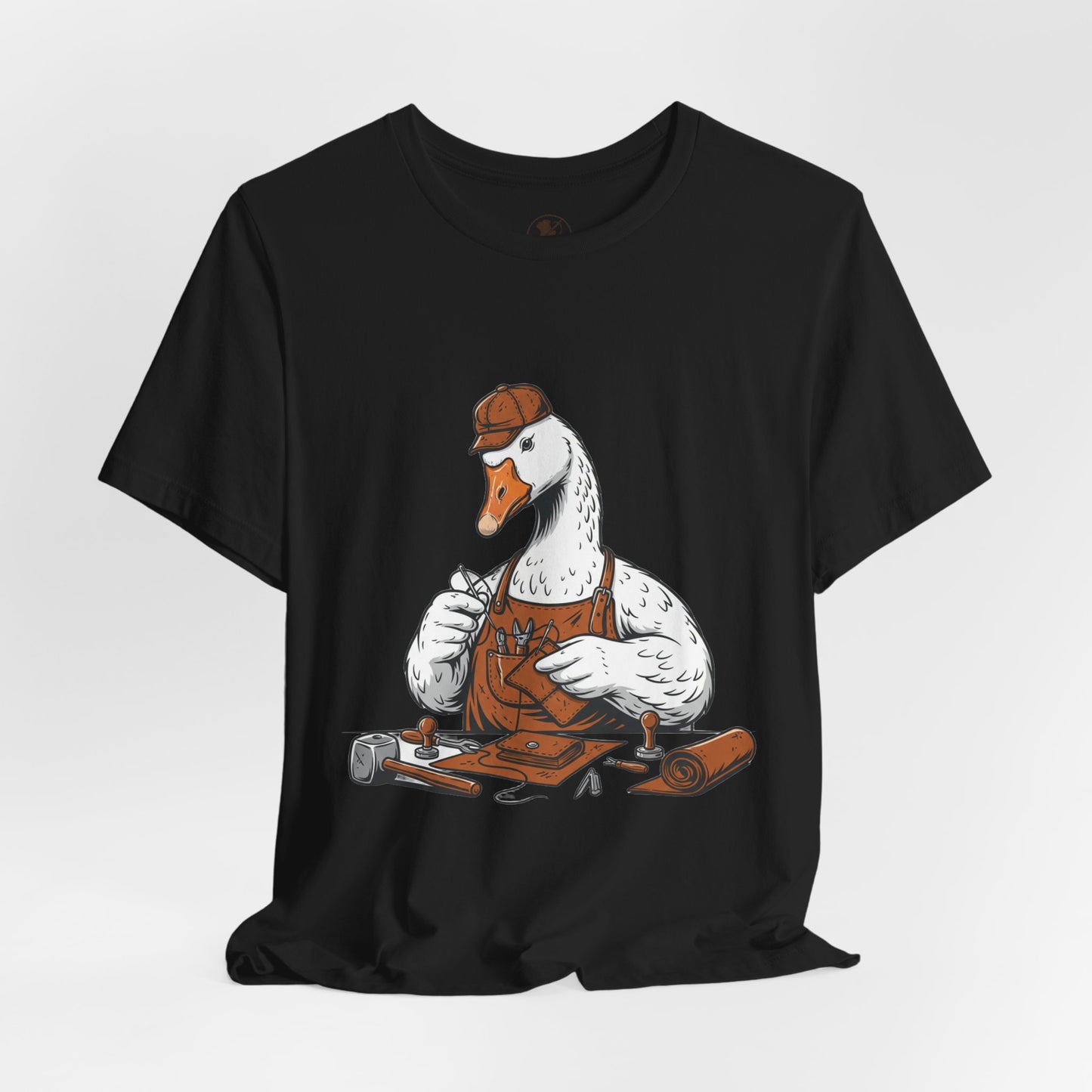 Creative Duck Artisan Tee - Unisex Graphic T-Shirt, Unique Gift for Crafters, Fun Animal Shirt, Artisan Duck Tee - ArtOm_farm™ LEATHER