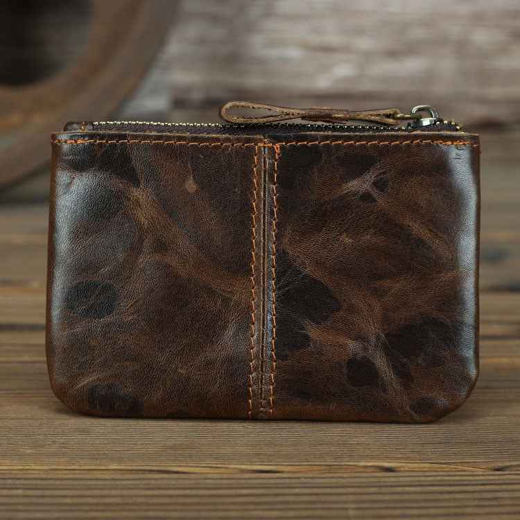 Men's Retro Leather Coin Purse in Crazy Horse Leather