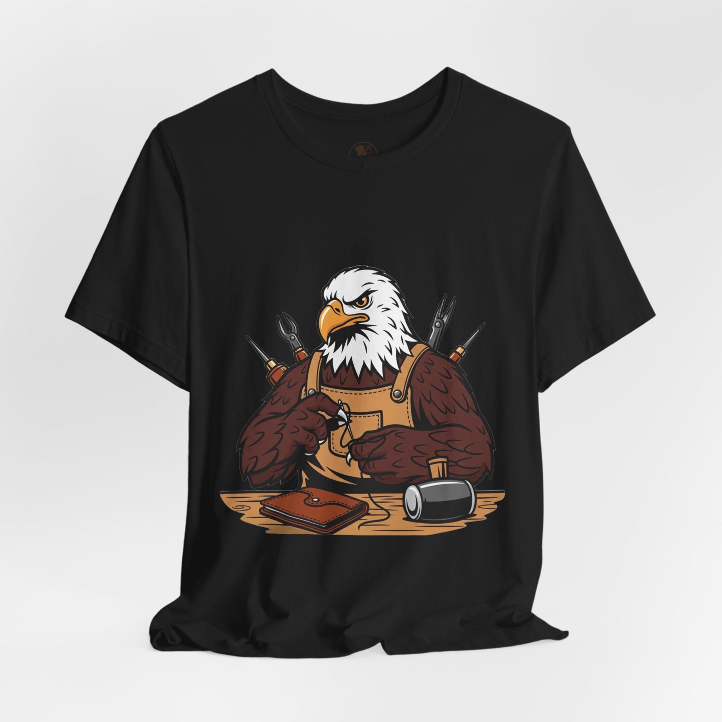 Crafty Eagle DIY Shirt - Unisex Tee for Crafters, Eagle Graphic Design, Gift for Men and Women - ArtOm_farm™ LEATHER