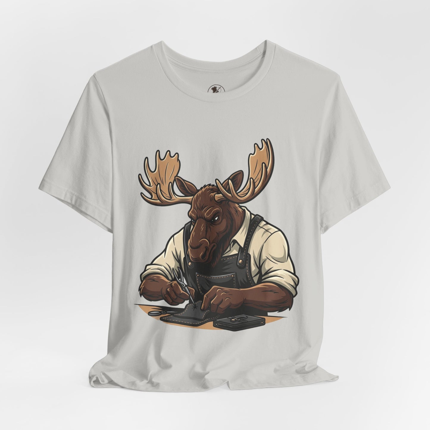Moose Graphic Tee - Funny Animal Shirt for Nature Lovers, Unique Casual Outfit in Woodland Style - ArtOm_farm™ LEATHER