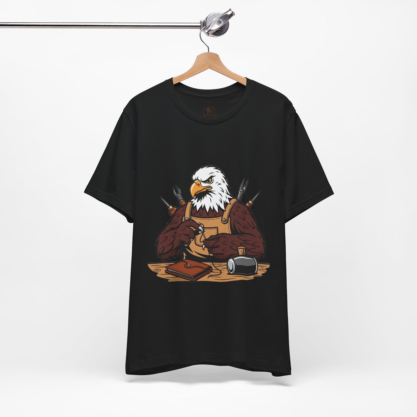 Crafty Eagle DIY Shirt - Unisex Tee for Crafters, Eagle Graphic Design, Gift for Men and Women - ArtOm_farm™ LEATHER