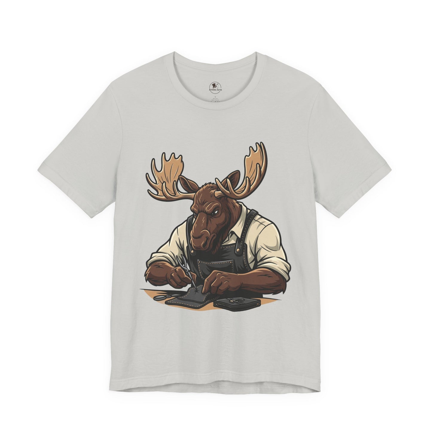 Moose Graphic Tee - Funny Animal Shirt for Nature Lovers, Unique Casual Outfit in Woodland Style - ArtOm_farm™ LEATHER