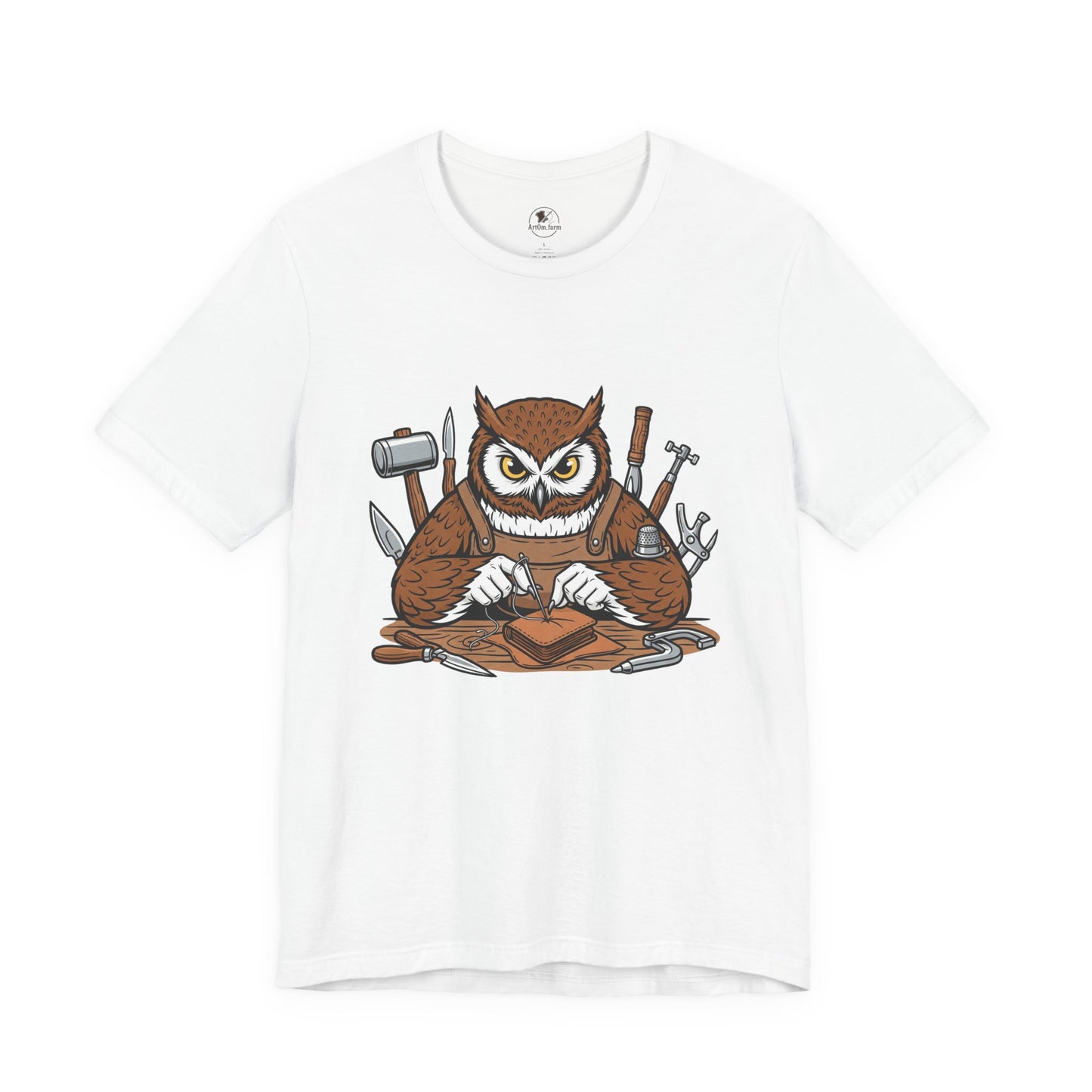 Owl Artisan Tee - Perfect Gift for Craft Lovers and Nature Enthusiasts, Handmade Casual Wear - ArtOm_farm™ LEATHER