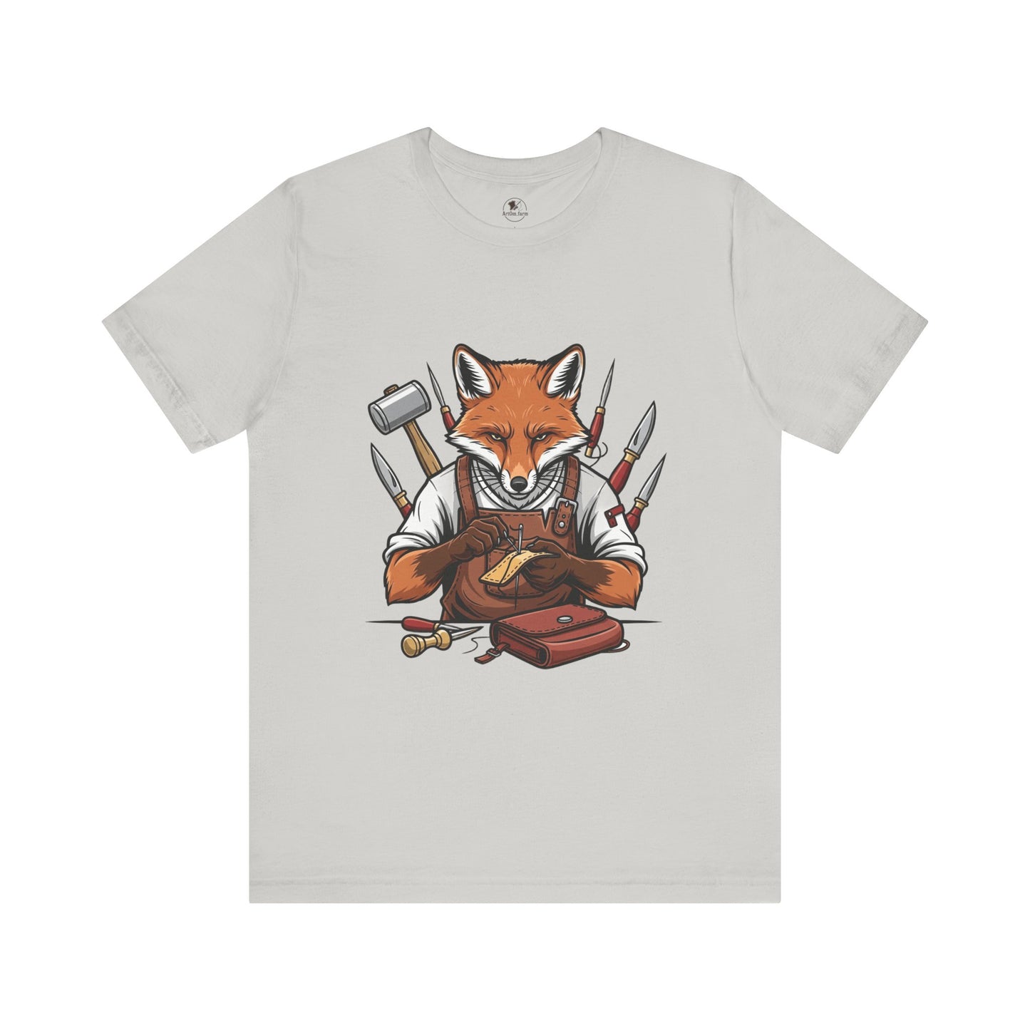 Crafty Fox T-Shirt - Funny Artisan Tee for Crafters, Perfect Gift for Art Lovers, Unique Handmade Vibes - ArtOm_farm™ LEATHER