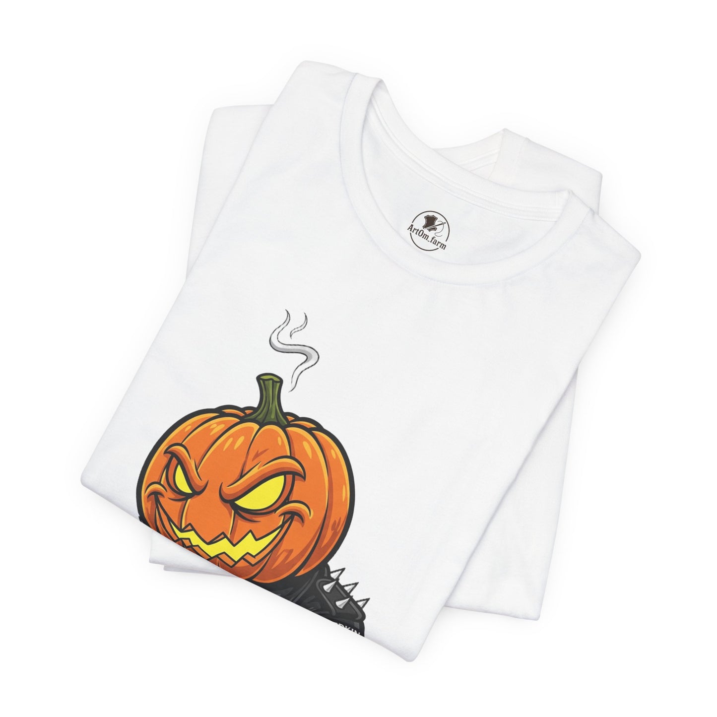 Pumpkin Punk T-Shirt - Edgy Halloween Graphic Tee for Unisex Style at Autumn Parties - ArtOm_farm™ LEATHER