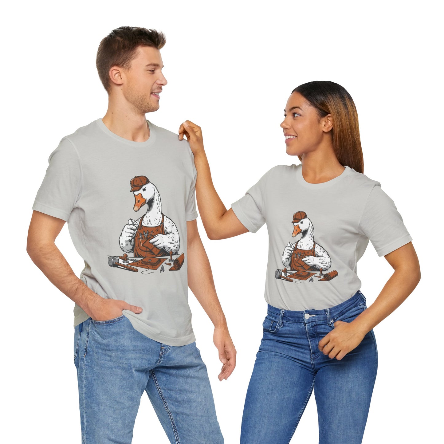 Creative Duck Artisan Tee - Unisex Graphic T-Shirt, Unique Gift for Crafters, Fun Animal Shirt, Artisan Duck Tee - ArtOm_farm™ LEATHER