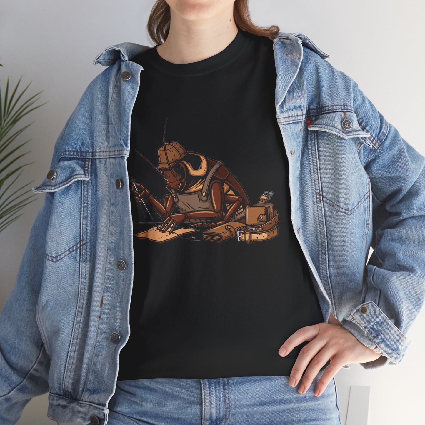Creative Fishing Tee - Eco-Friendly Fishing Shirt with Cartoon Crab Design, Perfect Gift for Fisherman, Unisex Heavy Cotton Tee - ArtOm_farm™ LEATHER