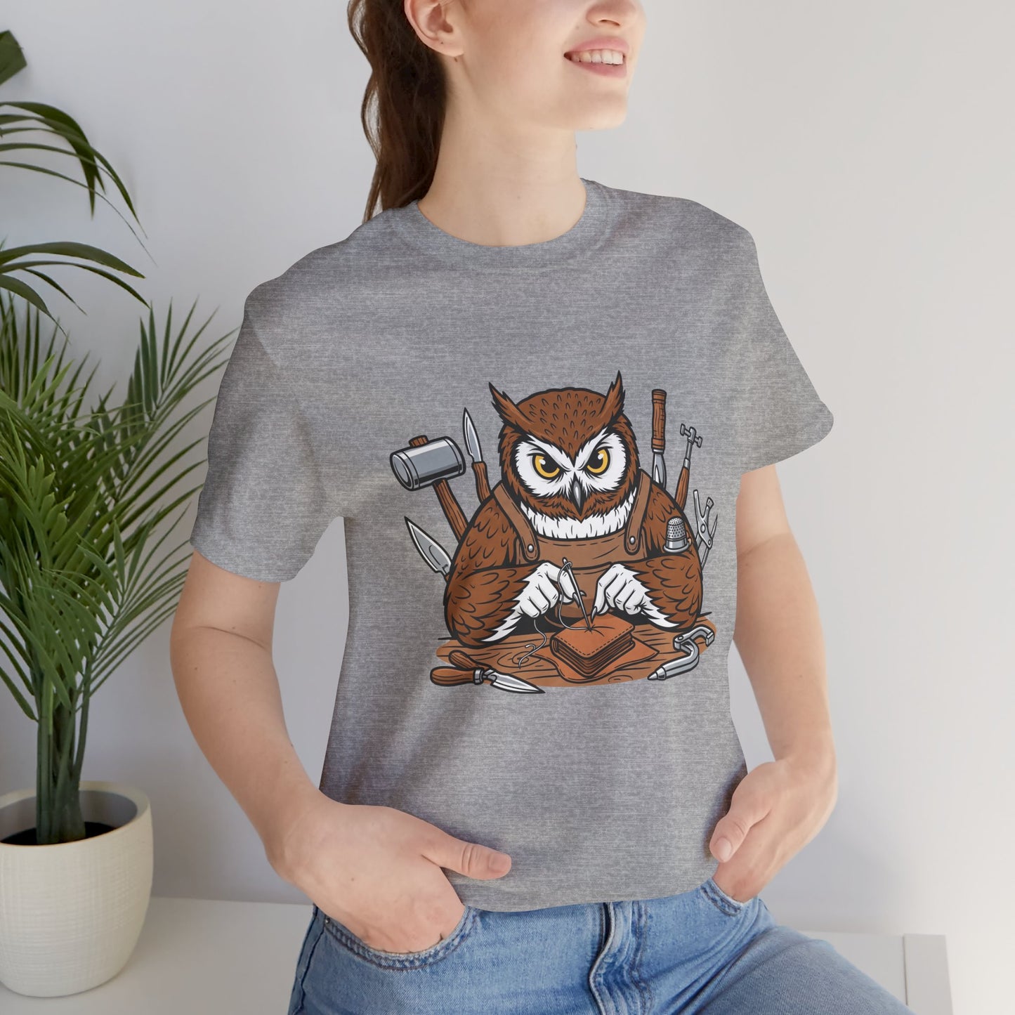 Owl Artisan Tee - Perfect Gift for Craft Lovers and Nature Enthusiasts, Handmade Casual Wear - ArtOm_farm™ LEATHER