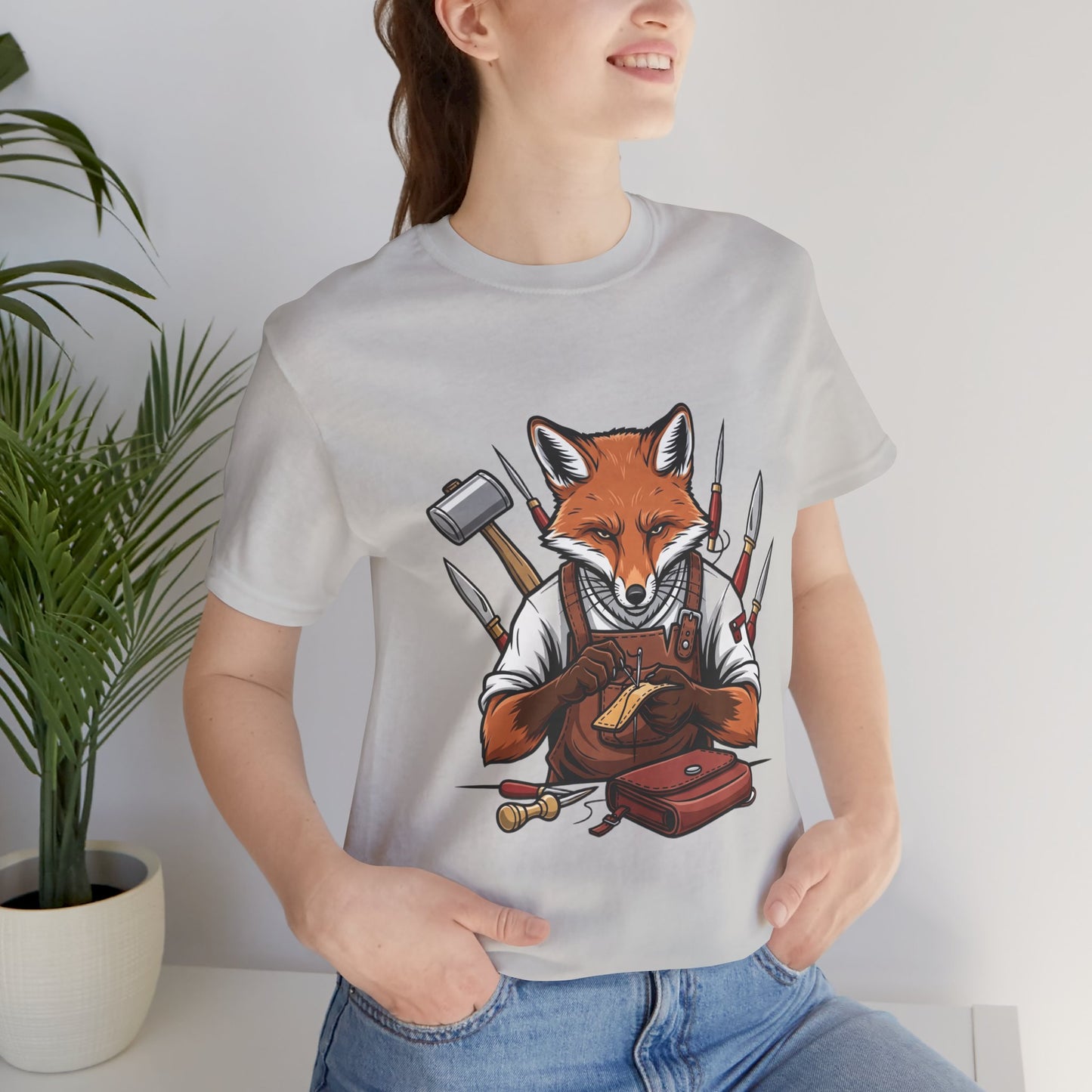 Crafty Fox T-Shirt - Funny Artisan Tee for Crafters, Perfect Gift for Art Lovers, Unique Handmade Vibes - ArtOm_farm™ LEATHER