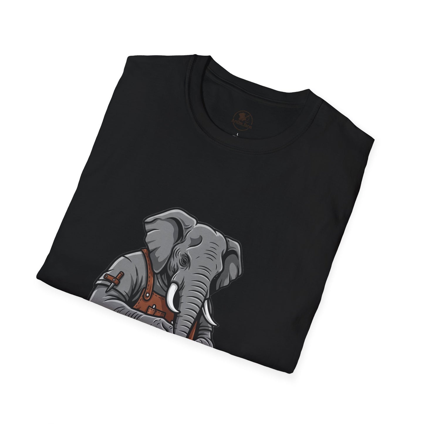 Elephant Craft T-Shirt - Unisex Softstyle Tee for Animal Lovers, Cute Casual Wear, Perfect Gift for Him/Her - ArtOm_farm™ LEATHER