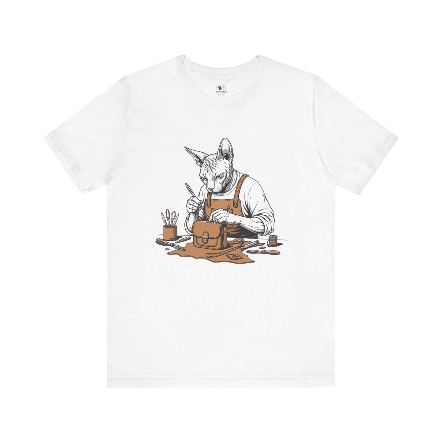 Creative Cat Shirt Unisex Tee, Cute Animal Shirt, Funny Gift for Pet Lovers, Perfect for Art Enthusiasts, Birthday, Casual Wear - ArtOm_farm™ LEATHER