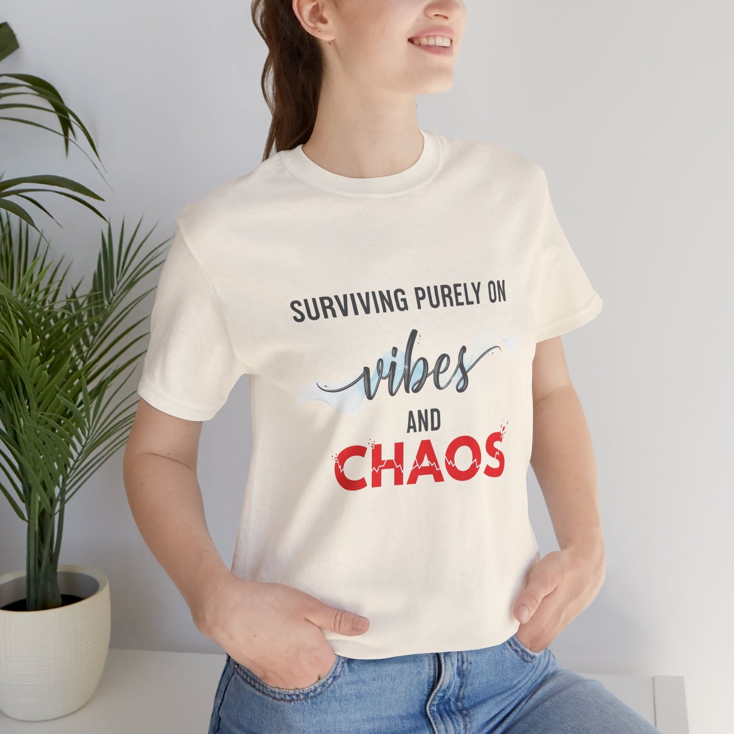 Vibes Chaos Tee - Unisex Jersey Short Sleeve Graphic T-Shirt for Casual Everyday Wear and Summer Essentials - ArtOm_farm™ LEATHER